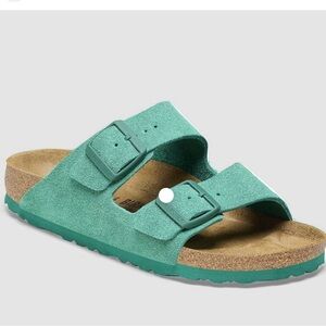 Green Suede Arizona Birkenstock Sandals